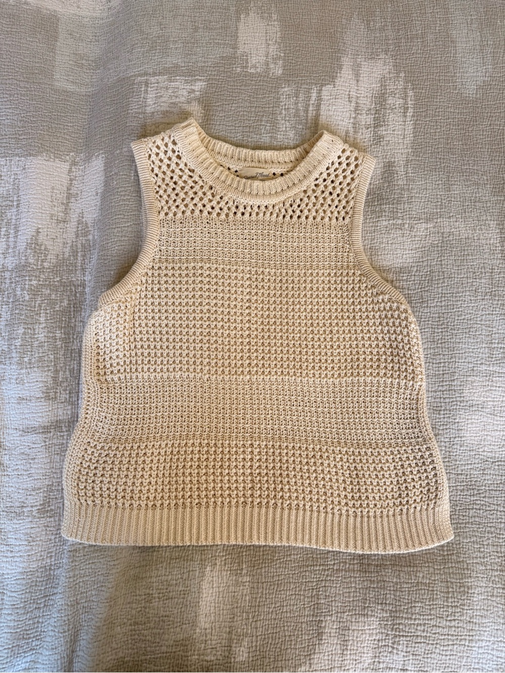 Universal Thread Cream Open-Stitch Knit Tank Sweater